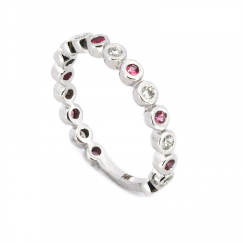 Spinel 0.21 Carat Wedding Ring Band In 14k White Gold With Diamonds
