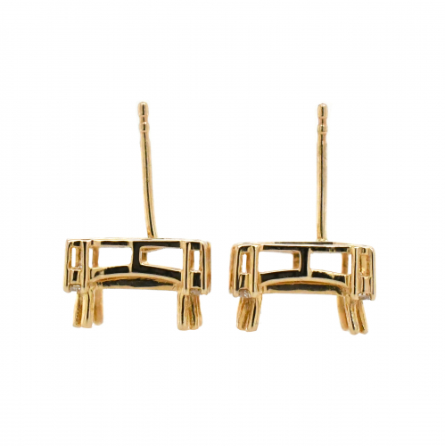 Square 8mm Earring Semi Mount in 14K Yellow Gold With White Diamonds (ESPR011)