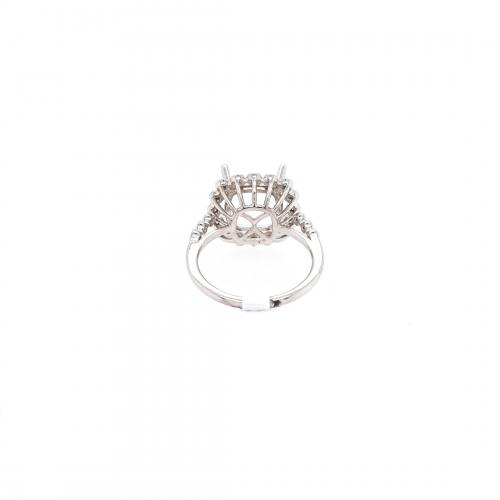 Square Cushion 10mm Ring Semi Mount in 14K White Gold With Diamond Accents