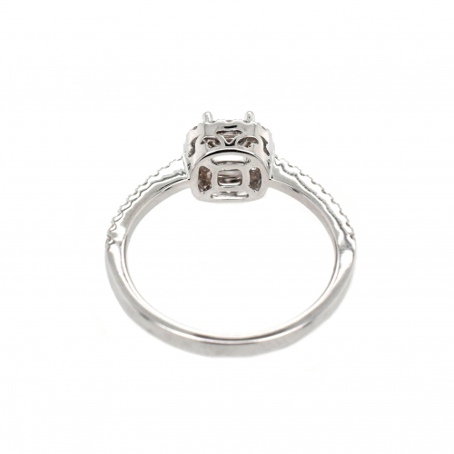 Square Cushion 4mm Ring Semi Mount in 14K White Gold With White Diamonds (RG0406)