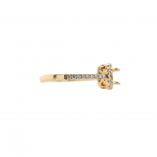 Square Cushion 4mm Ring Semi Mount In 14k Yellow Gold With White Diamonds (rg0406)
