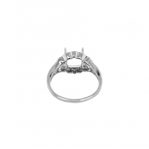 Square Cushion 7mm Ring Semi Mount in 14K White Gold with White Diamonds (RG3776)