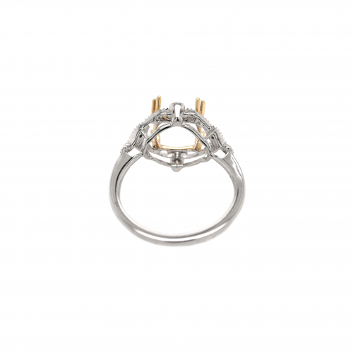 Square Cushion 8mm Ring Semin Mount in 14K Dual Tone (White/Yellow) Gold with Accent Diamonds (RG2993)*