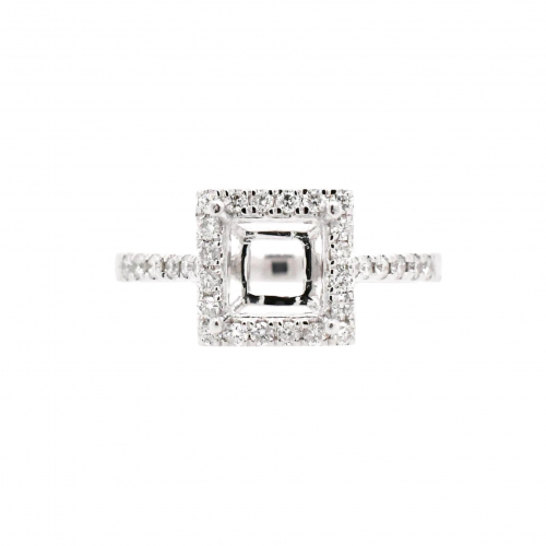 Square Shape 6mm Ring Semi Mount in 14K White Gold with White Diamonds (RG1032)*