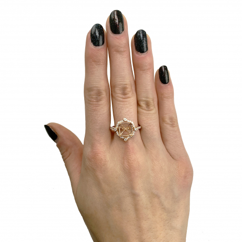 Square Square Cushion 8mm Ring Semi Mount in 14K Rose Gold with Accent Diamonds (RG4023) Part of Matching Set