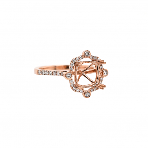 Square Square Cushion 8mm Ring Semi Mount in 14K Rose Gold with Accent Diamonds (RG4023) Part of Matching Set