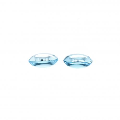 Swiss Blue Topaz Double Cab Round 10mm Matching Pair Approximately 9 Carat