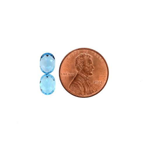 Swiss Blue Topaz Oval 8x6mm Matching Pair Approximately 2.50 Carat.