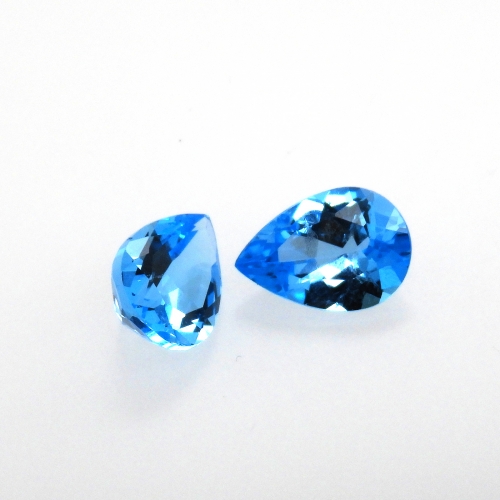 Swiss Blue Topaz Pear Shape 10x7mm Matching Pair Approximately 4 Carat
