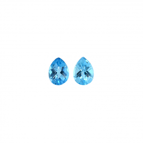 Swiss Blue Topaz Pear Shape 7X5mm Matching Pair Approximately 1.70 Carat