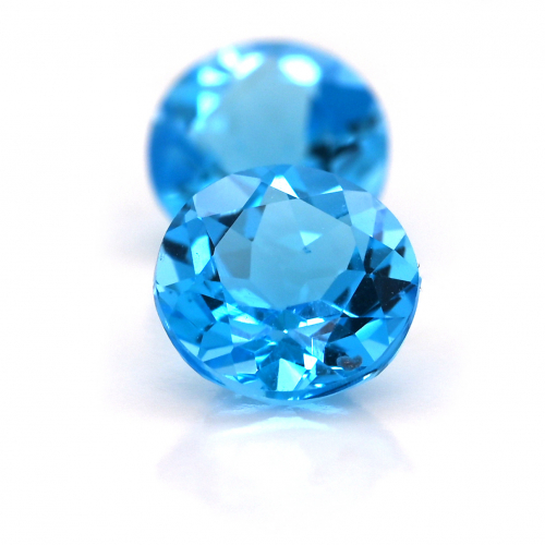 Swiss Blue Topaz Round 8x8mm Matching Pair Approximately 4.49 Carat