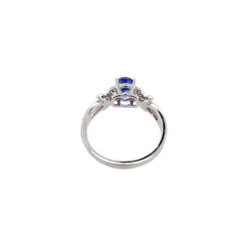 Tanzanite Oval 0.79 Carat Ring with Accent Diamonds in 14K White Gold