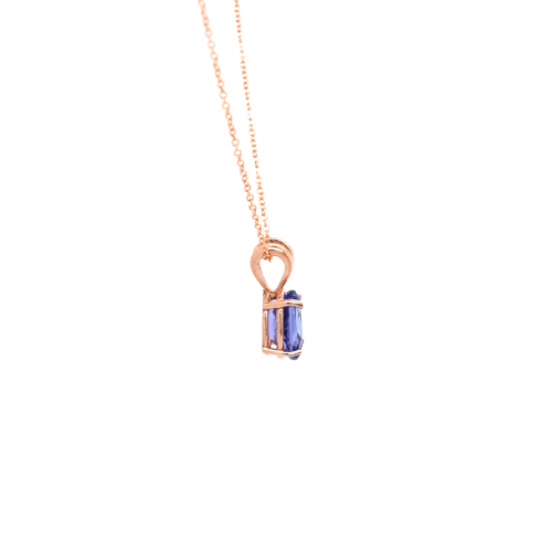Tanzanite Oval Shape .68 Carat Pendant In 14k Rose Gold ( Chain Not Included )