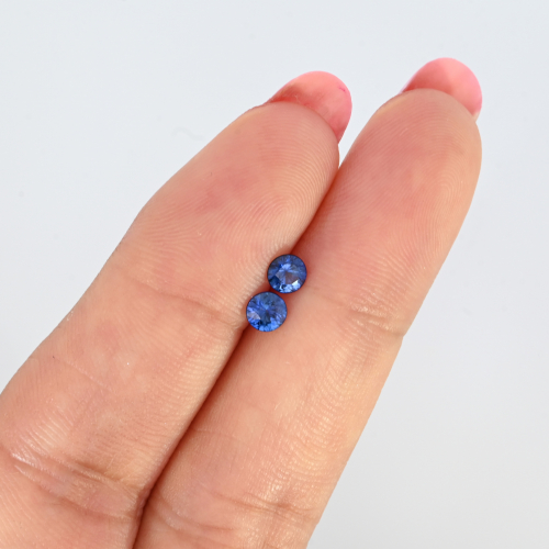 Thai Blue Sapphire Round 4.2mm Matched Pair Approximately 0.70 Carat