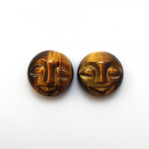 Tiger's Eye Faces Cab Round 12mm Approximately 10 Carat