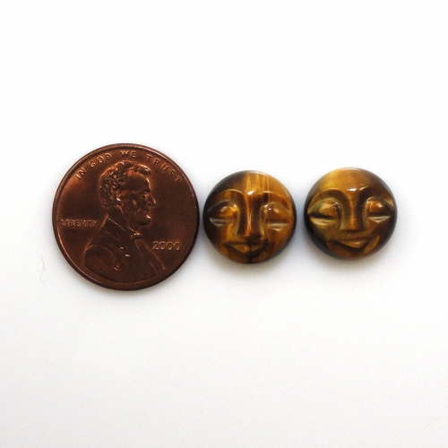 Tiger's Eye Faces Cab Round 12mm Approximately 10 Carat