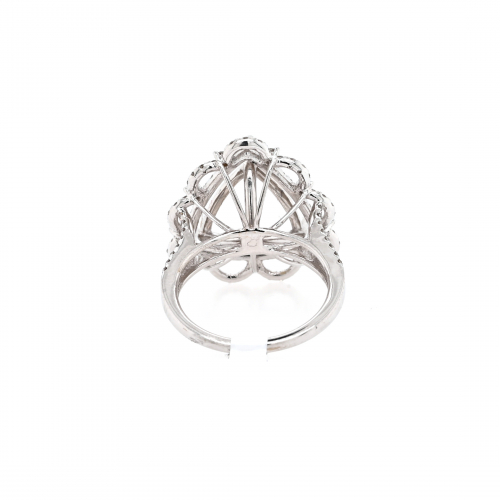 Trillion 14mm Ring Semi Mount In 14k White Gold With Diamond Accents