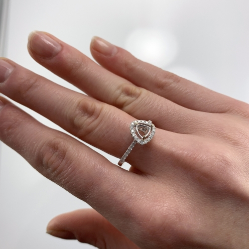 Trillion 4.5mm Ring Halo Semi Mount In 14K White Gold With White Diamonds