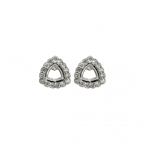 Trillion 5mm Earring Semi Mount in 14K White Gold with Accent Diamonds (ER1845)