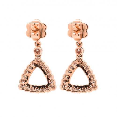 Trillion 6.5mm Earring Semi Mount in 14K Rose Gold with White Diamonds
