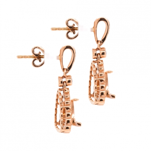 Trillion 6.5mm Earring Semi Mount in 14K Rose Gold with White Diamonds