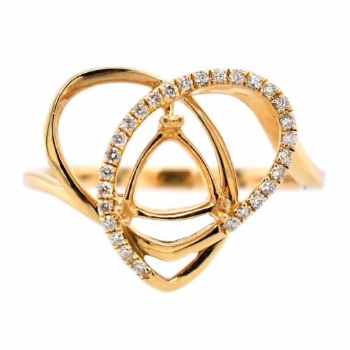 Trillion 6mm Ring Semi Mount in 14K Yellow Gold with White Diamonds
