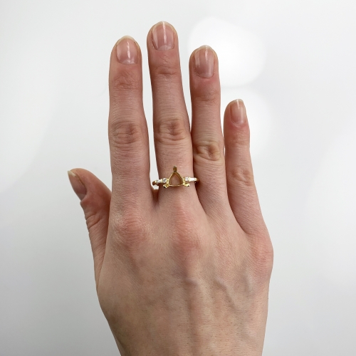 Trillion 7mm Ring Semi Mount in 14K Yellow Gold with White Diamonds