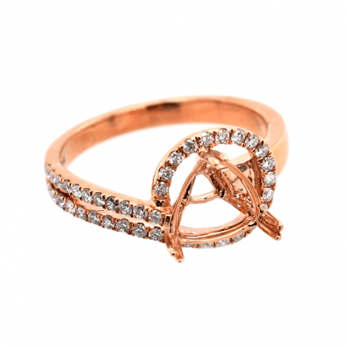 Trillion 8mm Ring Semi Mount in 14K Rose Gold with White Diamonds