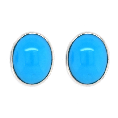 Turquoise 4.62 Carat Stud Earring In 14k White Gold