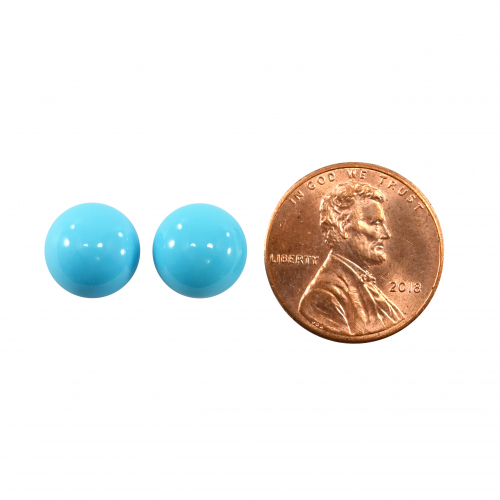 Turquoise Cab Round 10mm Matching Pair Approximately 6.15 Carat
