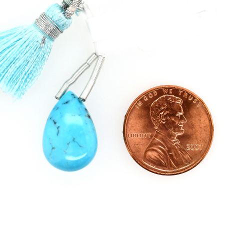 Turquoise Drop Almond Shape 17x12mm Drilled Bead Single Pendant Piece
