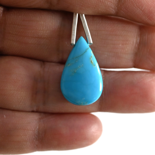 Turquoise Drop Almond Shape 21x13mm Drilled Bead Single Pendant Piece