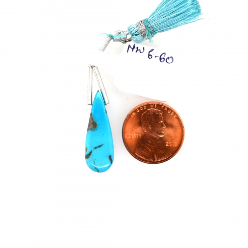 Turquoise Drop Almond Shape 25x9mm Drilled Bead Single Pendant Piece