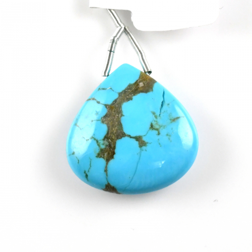 Turquoise Drop Heart Shape 26x26mm Drilled Bead Single Pendant Piece