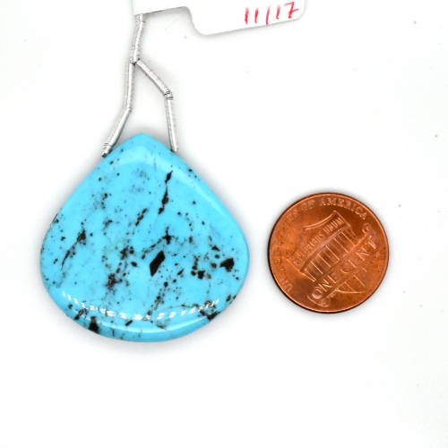 Turquoise Drop Heart Shape 33x33mm Drilled Bead Single Piece