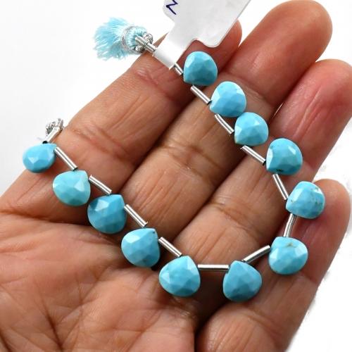 Turquoise Drops Heart Shape 8mm Drilled Beads 12 Pieces Line
