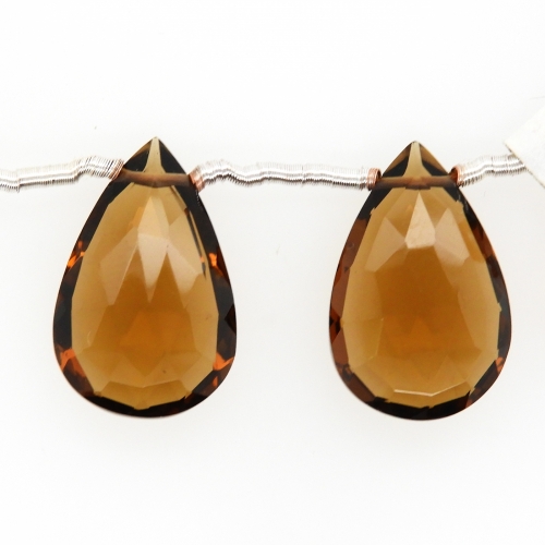 Whisky Quartz Drops Conical Shape 20x13mm Drilled Beads Matching Pair