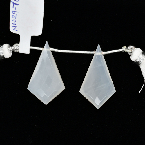 White Moonstone Drop Shield Shape 20x17mm Drilled Bead Matching Pair