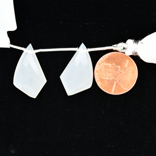 White Moonstone Drop Wing Shape 24x14mm Drilled Bead Matching Pair