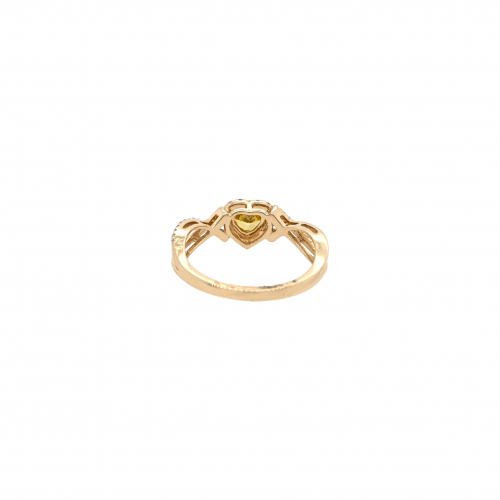 Yellow Diamond Heart 0.41 Carat Ring With Diamond Accent In 14k Yellow Gold