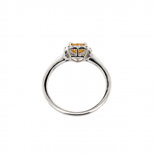 Yellow Diamond Heart Shape 0.39 Carat Ring With Accent White Diamonds In 14k White Gold