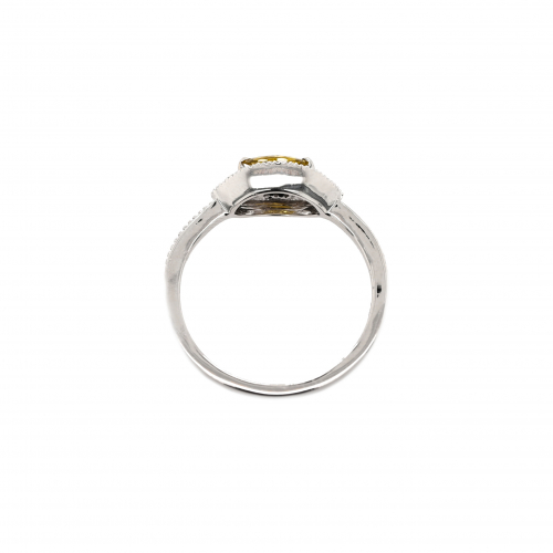 Yellow Diamond Marquise 0.19 Carat Ring With Accent White Diamonds In 14k White Gold