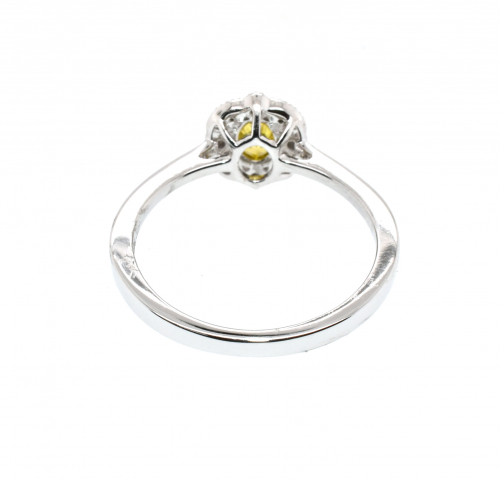 Yellow Diamond Oval 0.30 Carat With Accent Diamonds Engagement Ring In 14k White Gold
