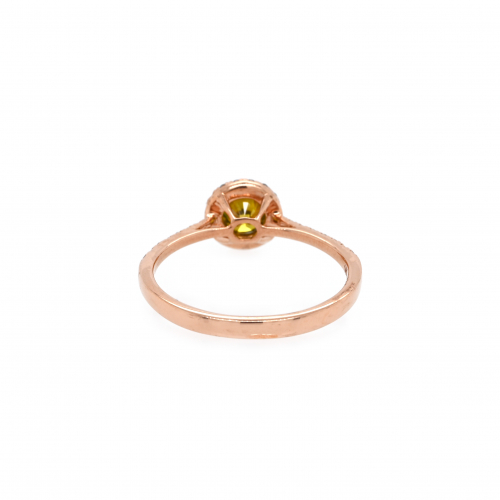 Yellow Diamond Round 0.44 Carat Ring In 14k Rose Gold With Diamond Accents
