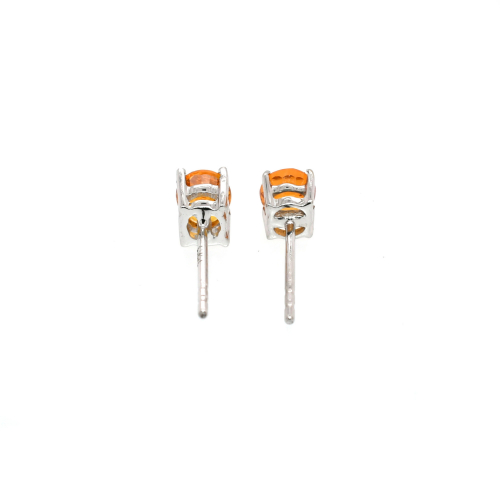 Yellow Sapphire Round 0.89 Carat Stud Earring In 14k White Gold