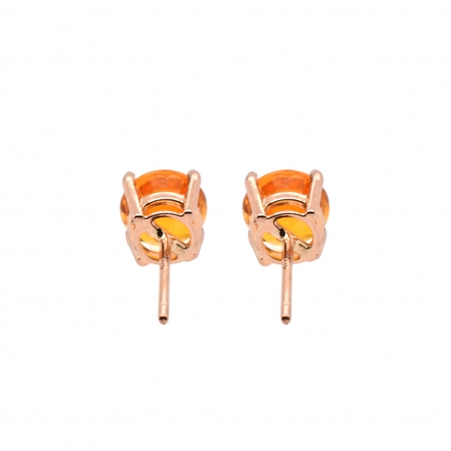 Yellow Sapphire Round 1.65 Carat Stud Earring In 14k Rose Gold