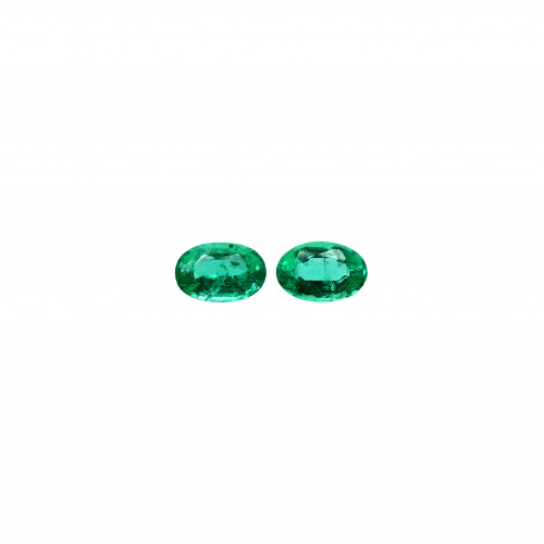 Zambian Emerald Oval 6x4mm Matching Pair Approximately 0.83 Carat