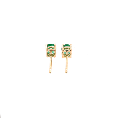 Zambian Emerald Round 0.45 Carat Stud Earring In 14k Yellow Gold