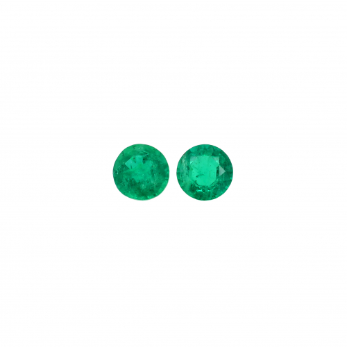 Zambian Emerald Round 4.4mm Matching Pair Approximately 0.70 Carat
