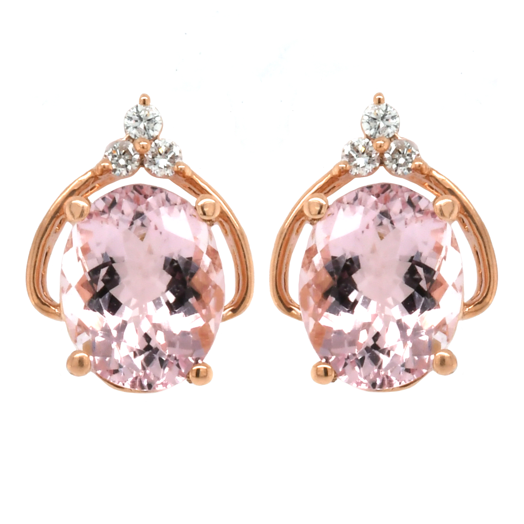 Jewelry-Pink Morganite 3.26 Carat With Accented Diamond Stud Earring in